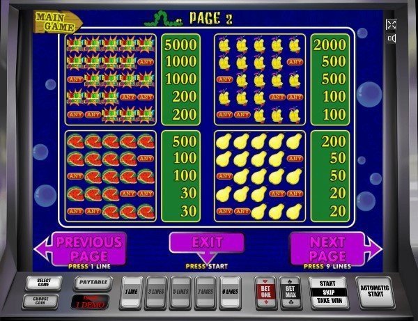 таблица выплат Fruit Cocktail таблица выплат Fruit Cocktail