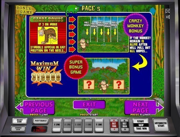 бонусная игра Crazy Monkey бонусная игра Crazy Monkey