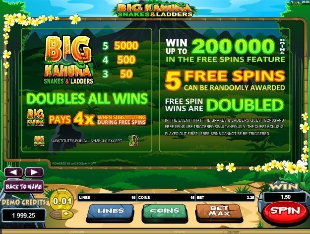 фриспины Big Kahuna Snakes and Ladders фриспины Big Kahuna Snakes and Ladders