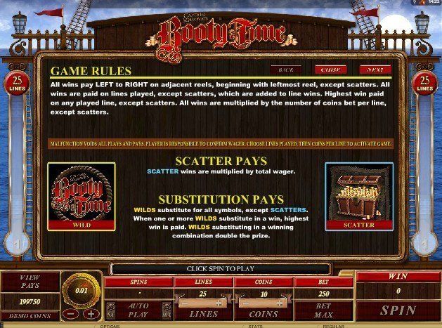 скаттеры и дикий символ слота Booty Time скаттеры и дикий символ слота Booty Time