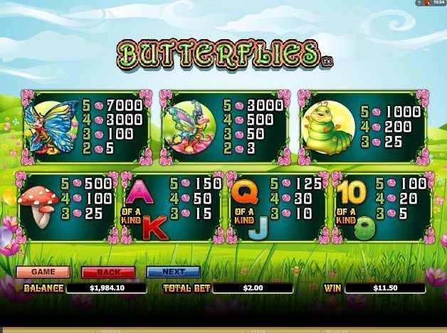 таблица платежей Butterflies таблица платежей Butterflies