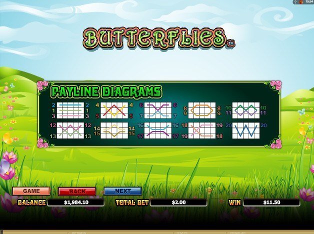 линии выплат Butterflies линии выплат Butterflies