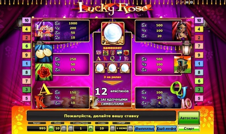 таблица выплат Lucky Rose таблица выплат Lucky Rose